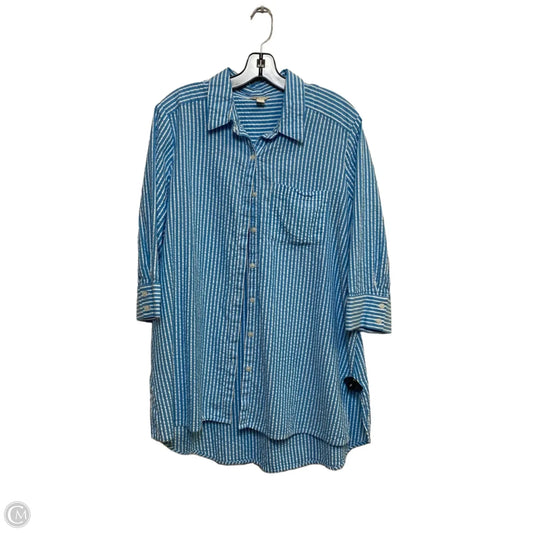 Top 3/4 Sleeve By Cato In Blue & White, Size: Xl