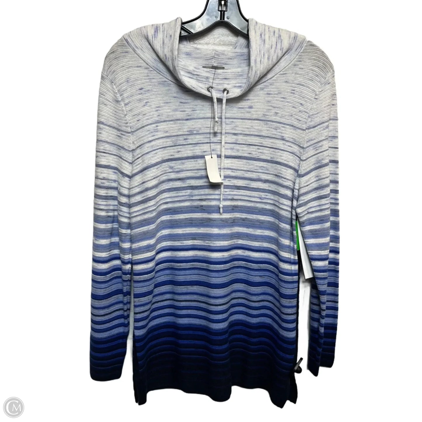 Top Long Sleeve By Talbots In Blue & White, Size: Mp