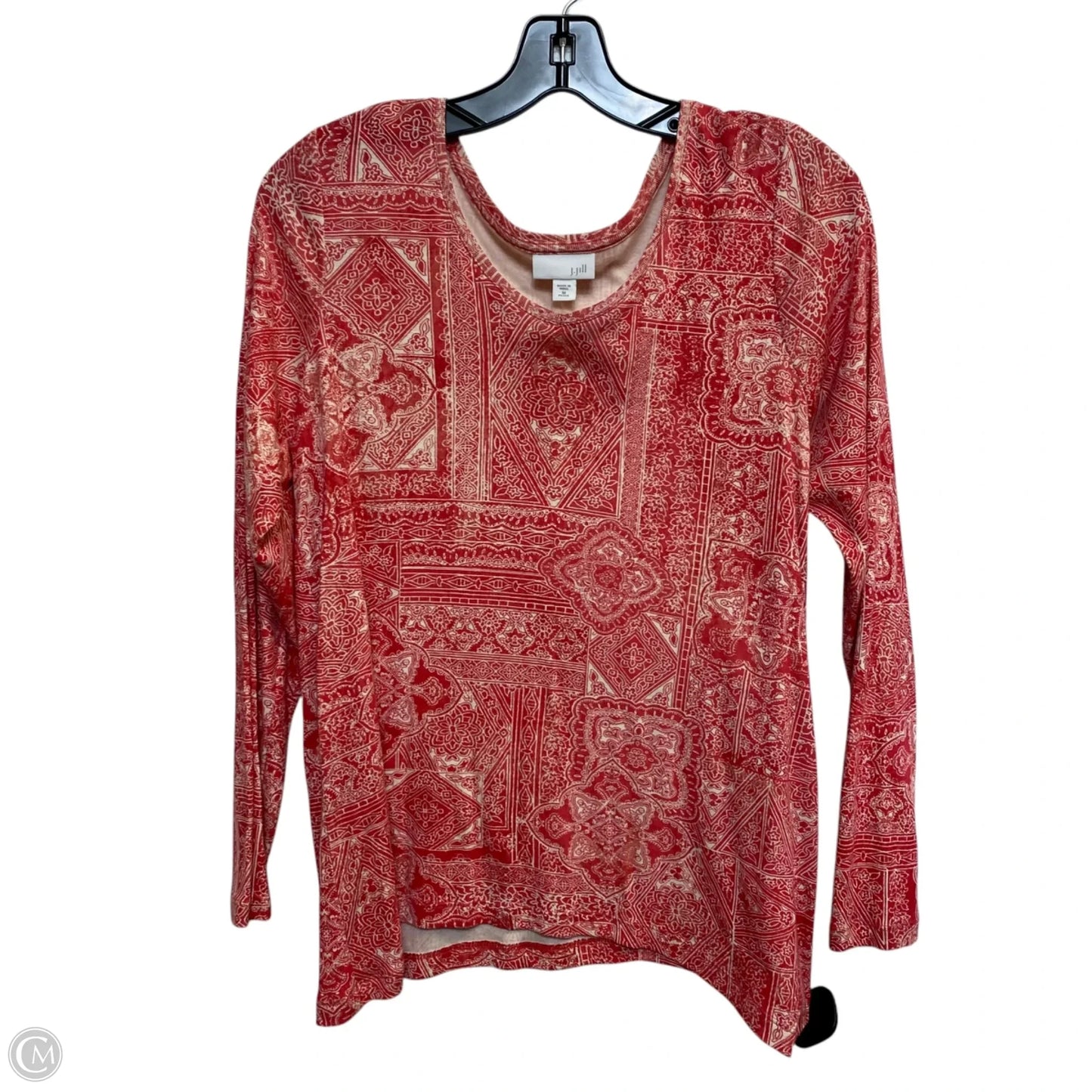 Top Long Sleeve Basic By J. Jill In Cream & Red, Size: Mp