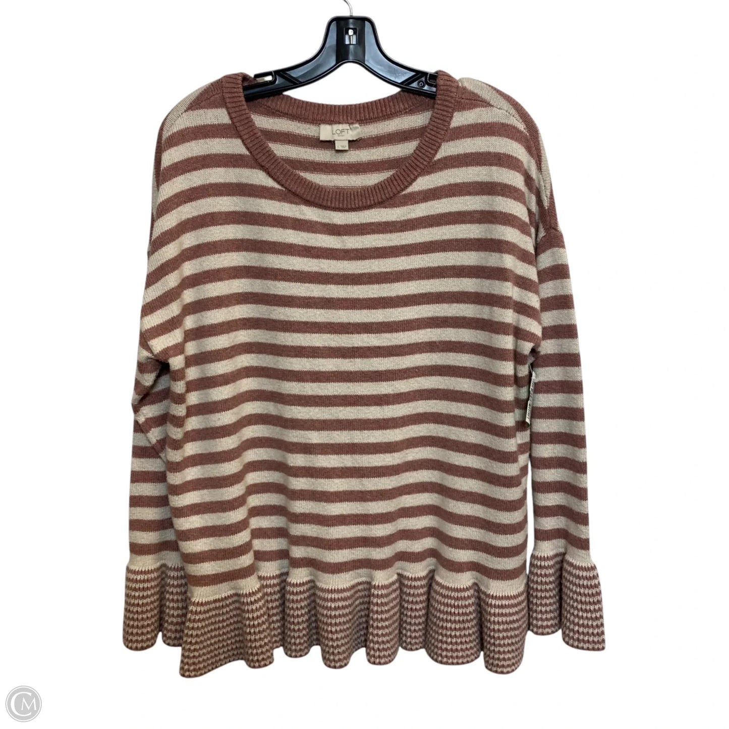 Sweater By Loft In Cream & Pink, Size: L