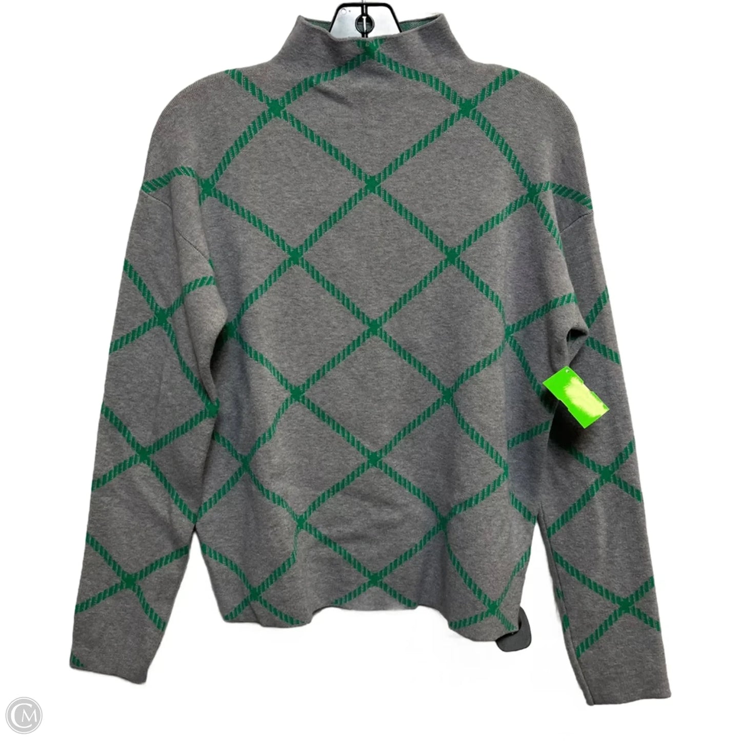 Sweater By Tahari In Green & Grey, Size: M