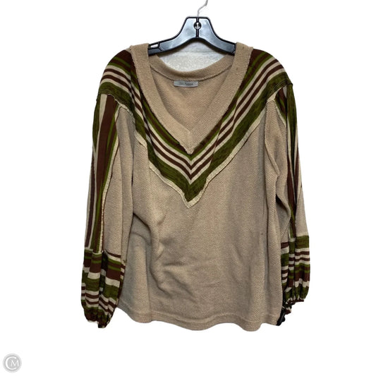 Top Long Sleeve By Ces Femme In Green & Tan, Size: L