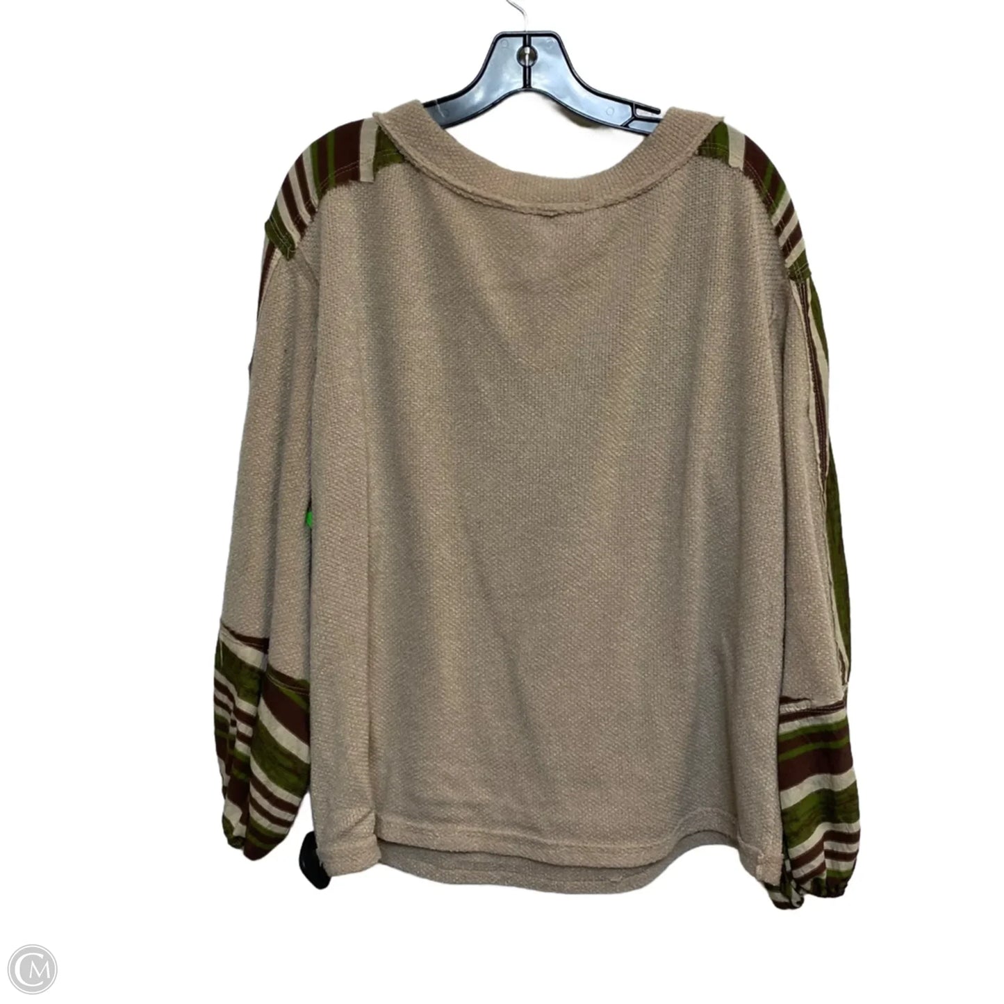 Top Long Sleeve By Ces Femme In Green & Tan, Size: L