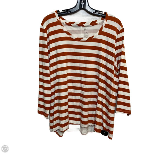Top 3/4 Sleeve By Cato In Cream & Orange, Size: Xl
