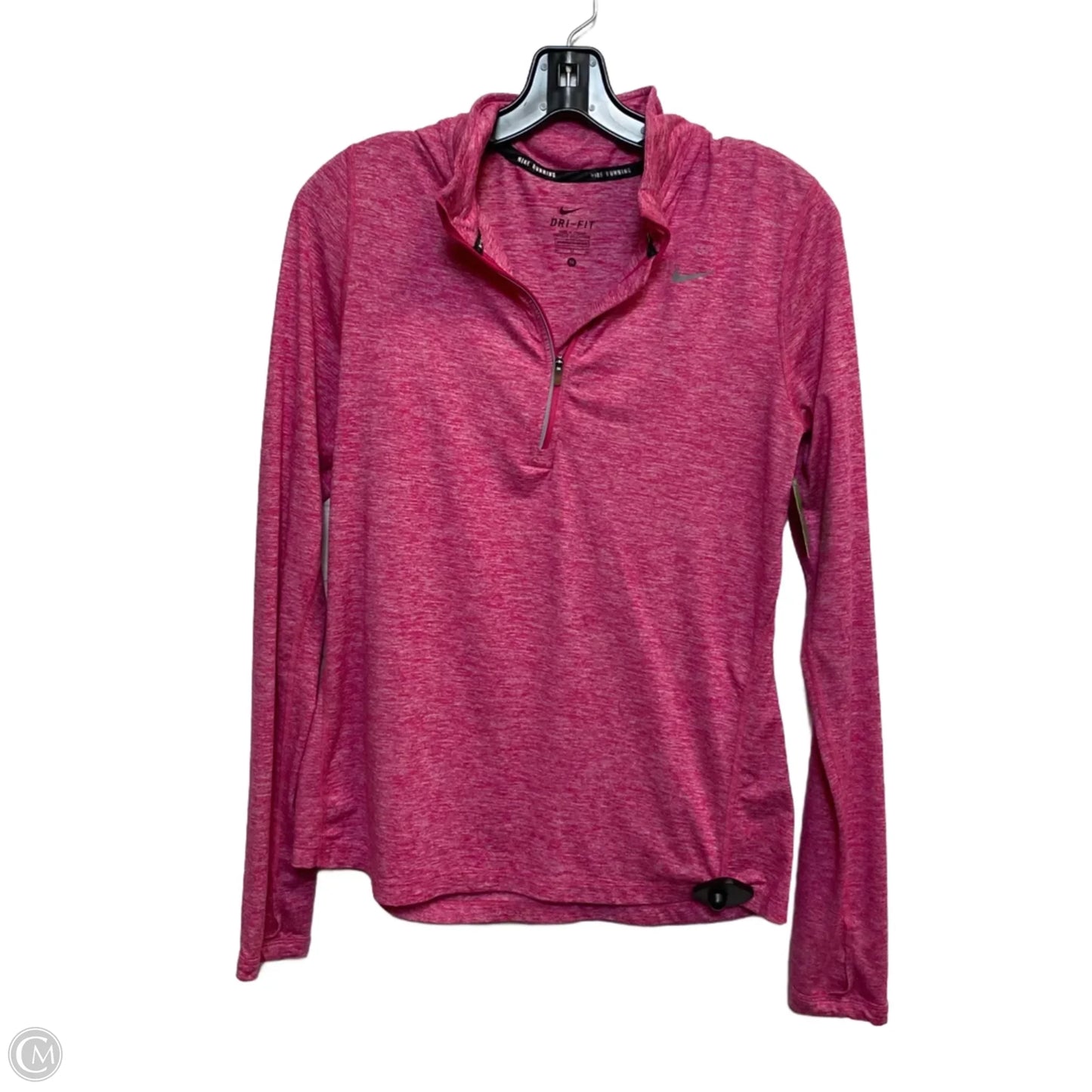 Athletic Top Long Sleeve Collar By Nike In Pink, Size: M