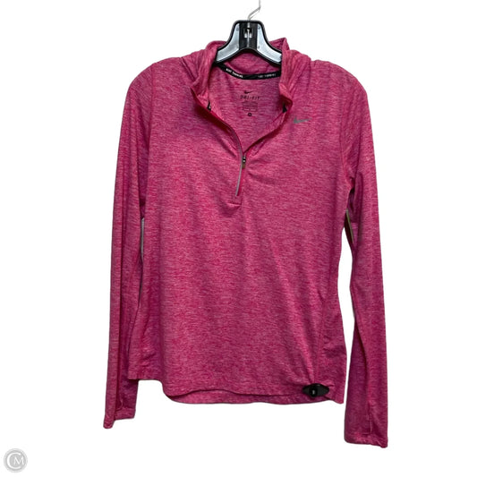 Athletic Top Long Sleeve Collar By Nike In Pink, Size: M