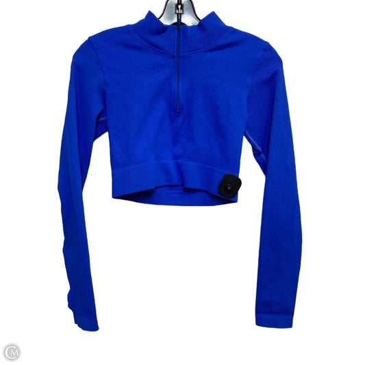 Athletic Top Long Sleeve Collar By Mooslover In Blue, Size: L