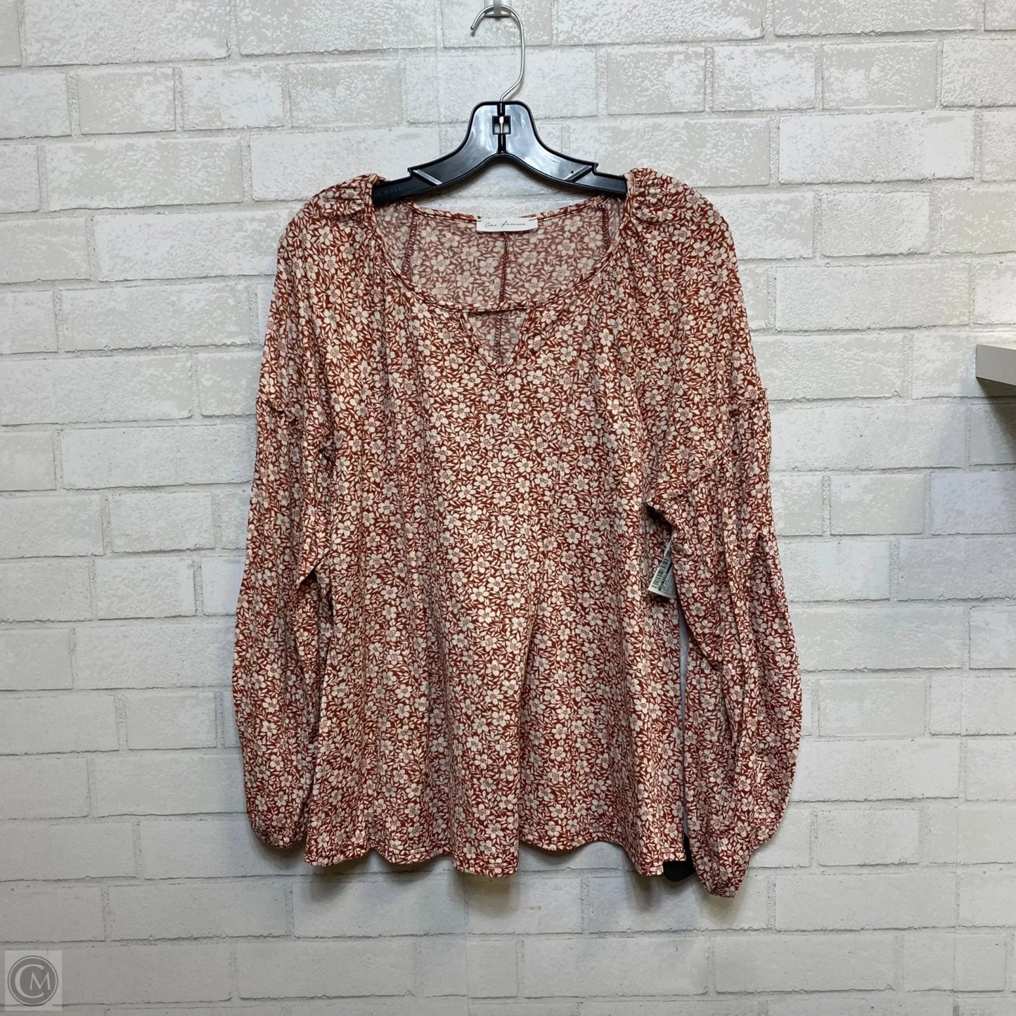 Top Long Sleeve By Ces Femme In Red & White, Size: L