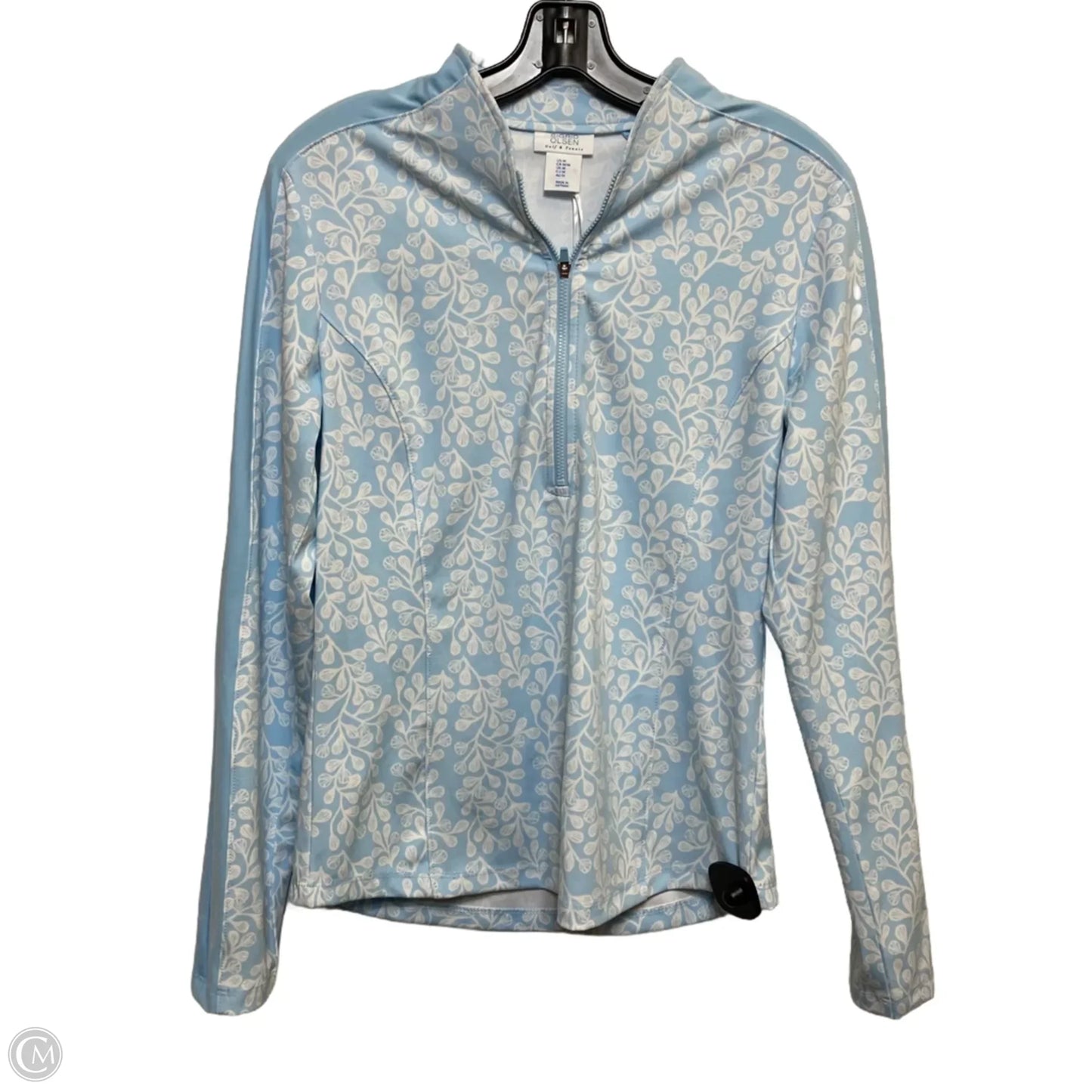 Athletic Top Long Sleeve Collar By Sigrid Olsen In Blue & White, Size: M