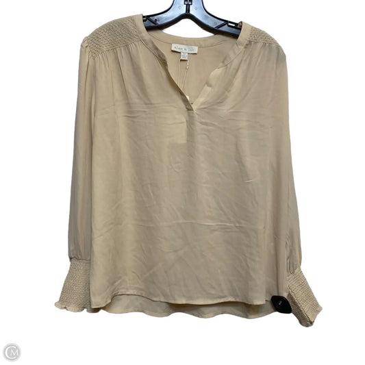 Top Long Sleeve By Alex & Lili In Tan, Size: M