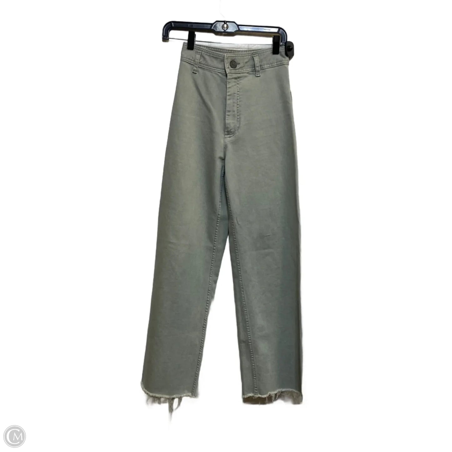 Jeans Wide Leg By Zara In Green Denim, Size: 2