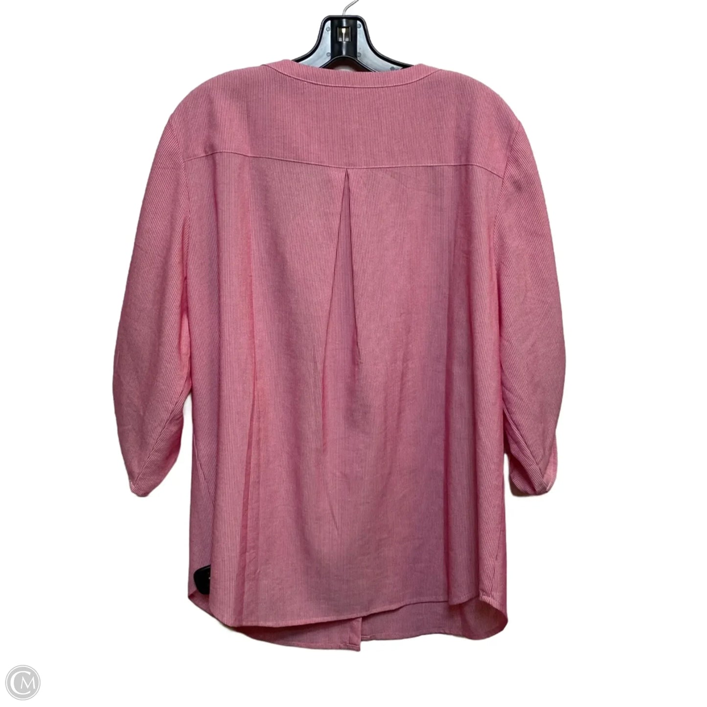 Top 3/4 Sleeve By Chicos In Pink & White, Size: Xl