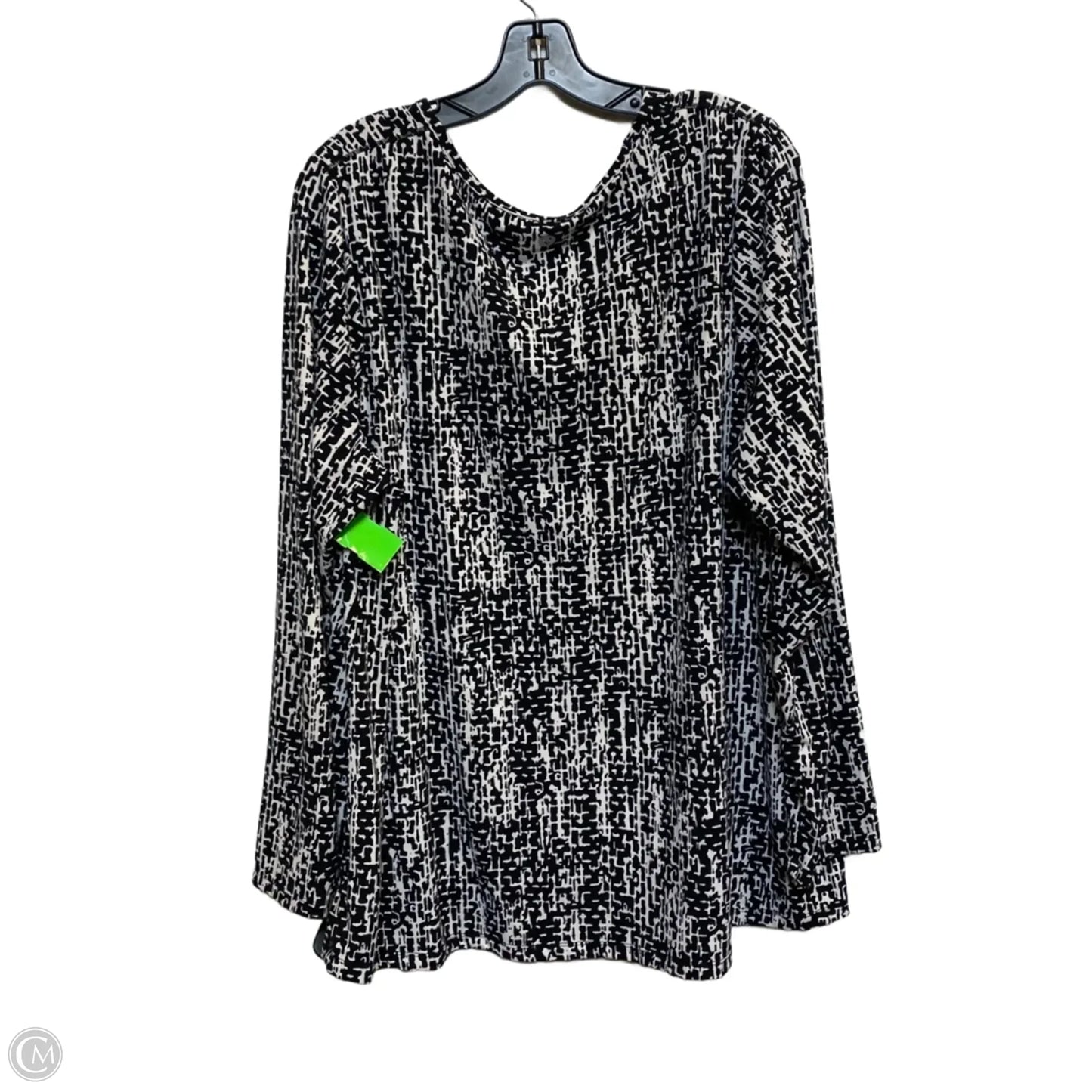 Athletic Top Long Sleeve Crewneck By Livi Active In Black & White, Size: 3x