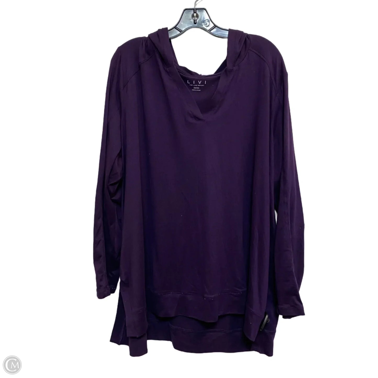 Athletic Top Long Sleeve Hoodie By Livi Active In Purple, Size: 3x