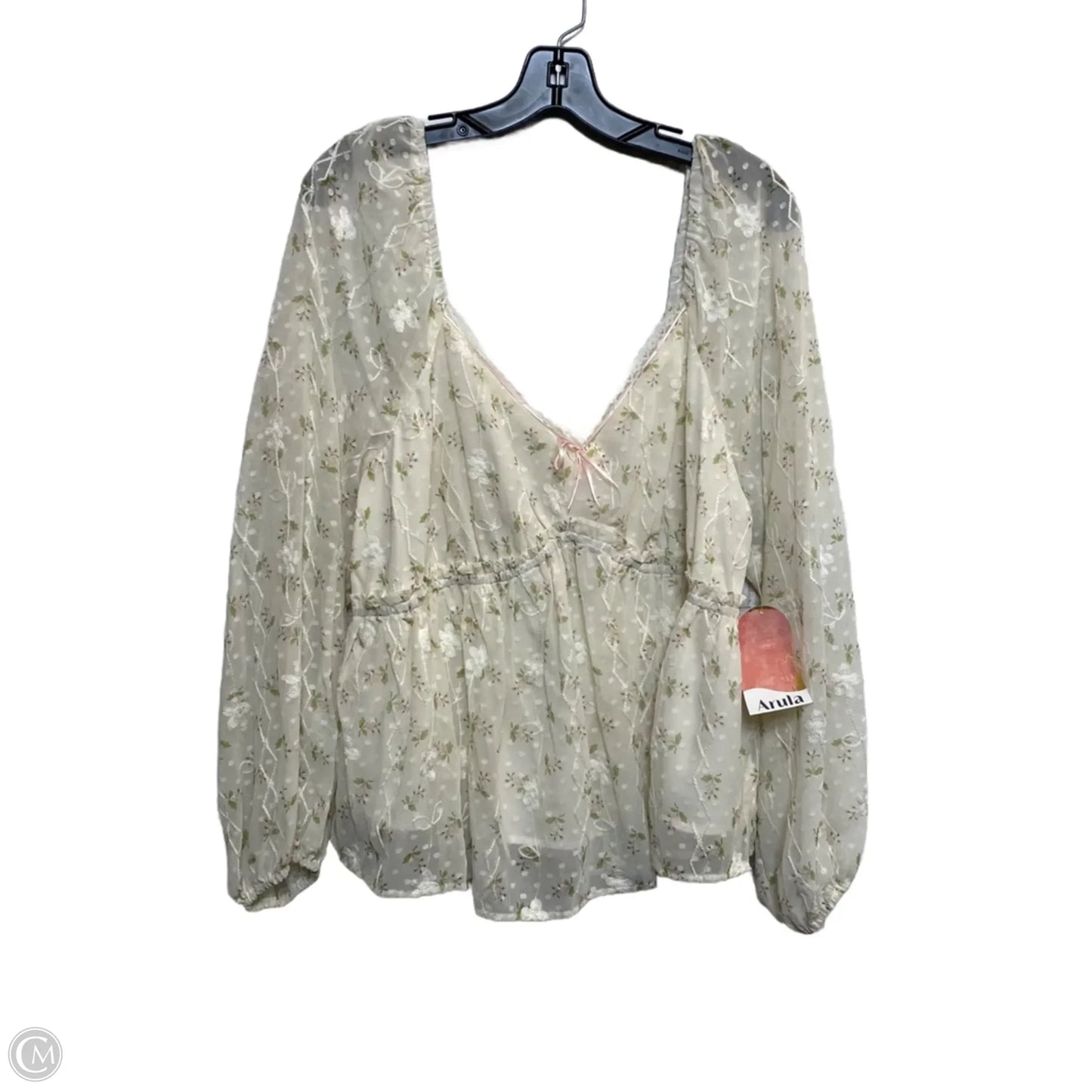 Top Long Sleeve By Arula In Cream, Size: 2x