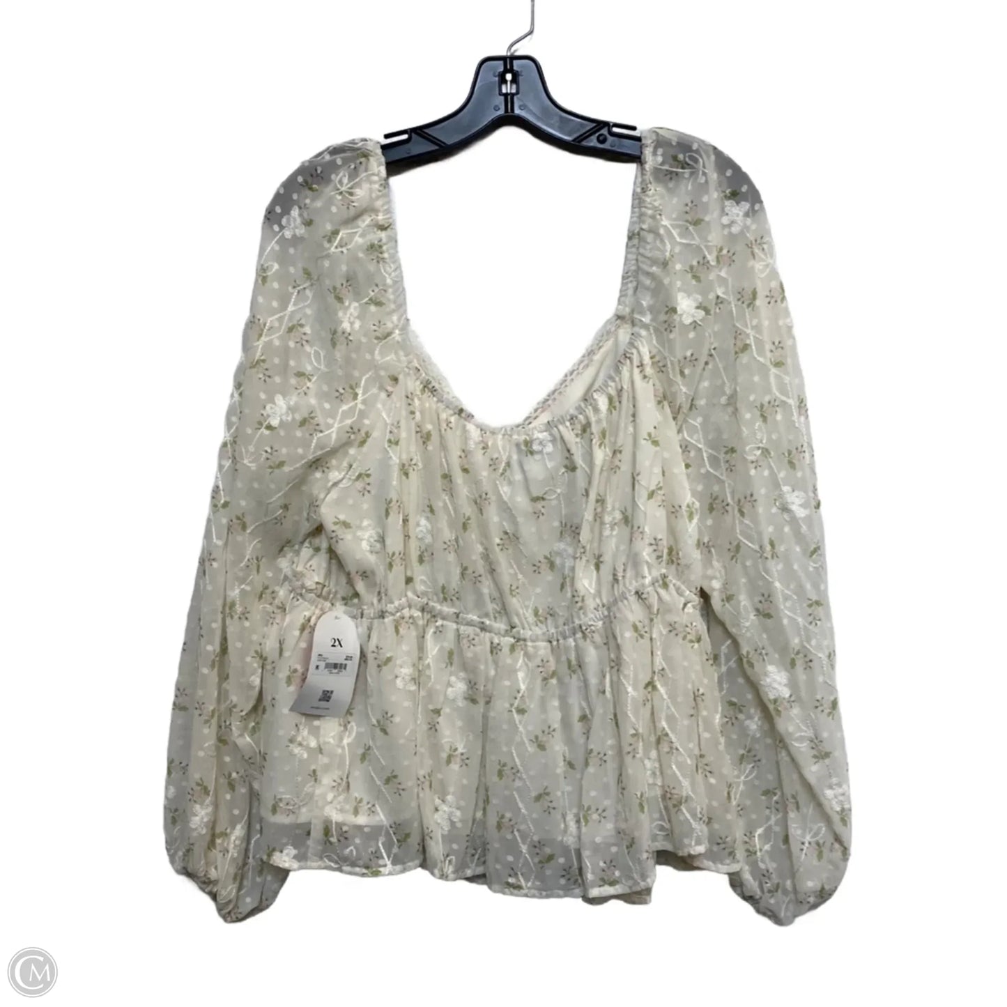 Top Long Sleeve By Arula In Cream, Size: 2x