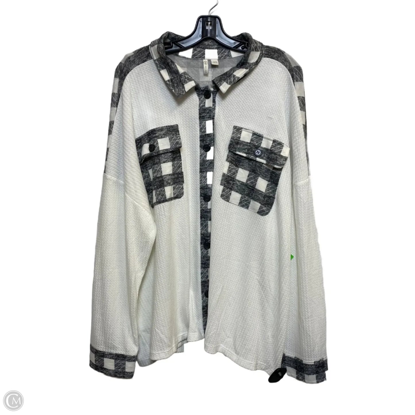 Top Long Sleeve By Cato In Grey & White, Size: 4x