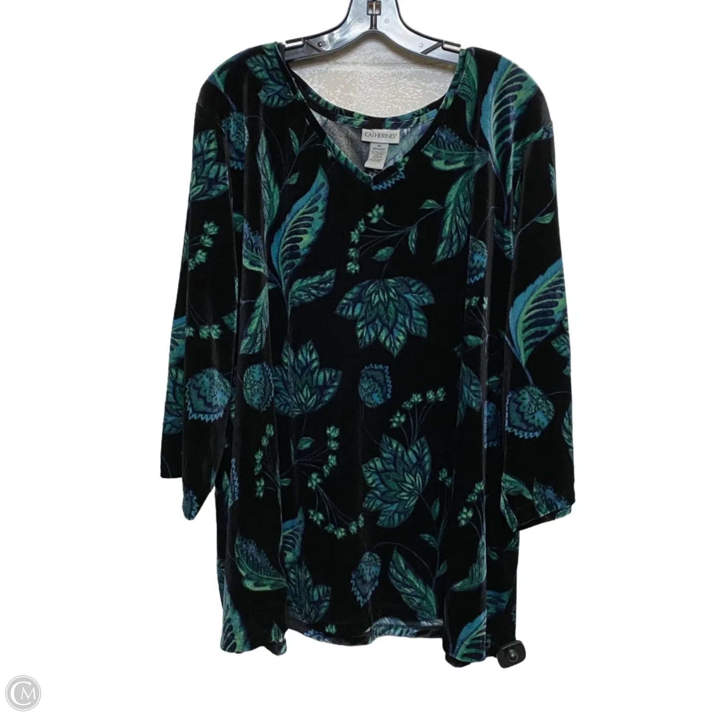 Top 3/4 Sleeve By Catherines In Black & Green, Size: 4x