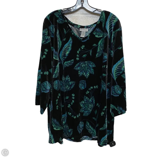 Top 3/4 Sleeve By Catherines In Black & Green, Size: 4x