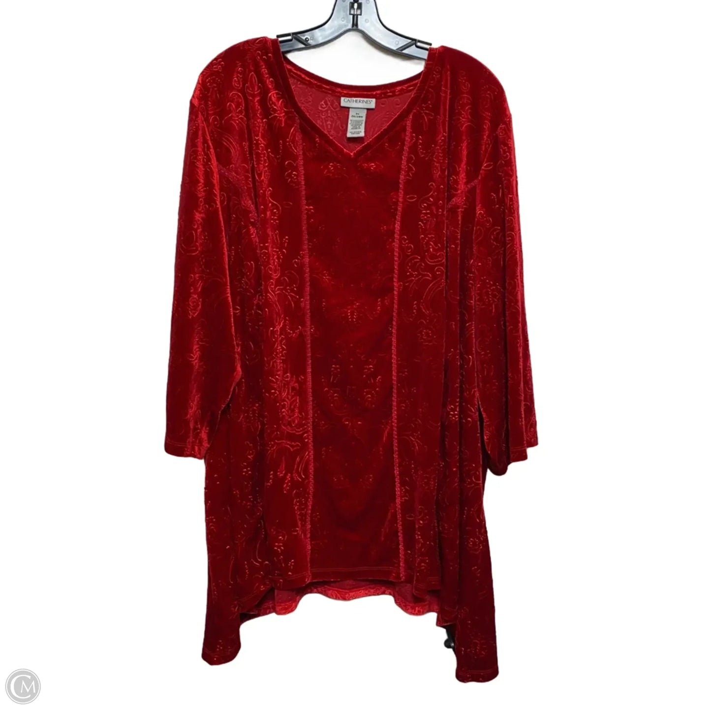 Top 3/4 Sleeve By Catherines In Red, Size: 3x