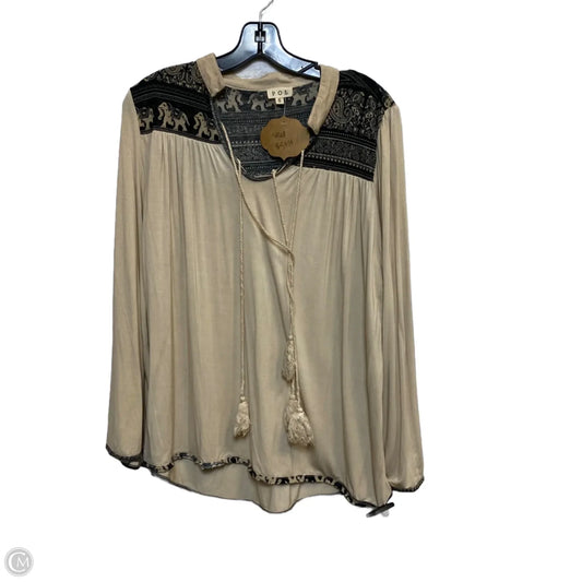 Top Long Sleeve By Pol In Tan, Size: S
