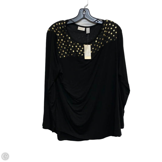 Top Long Sleeve By Chicos In Black & Gold, Size: Xl