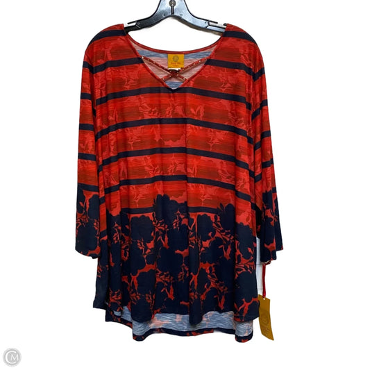 Top 3/4 Sleeve By Ruby Rd In Blue & Red, Size: 3x