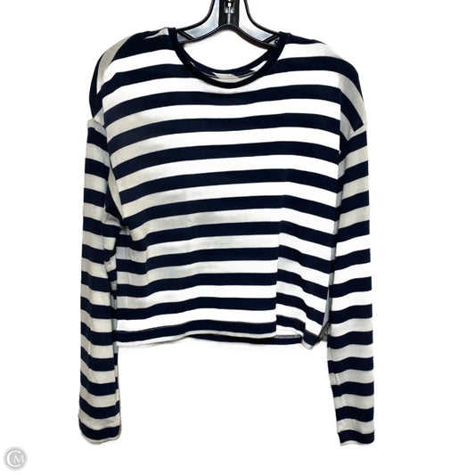 Top Long Sleeve Basic By Madewell In Blue & White, Size: L