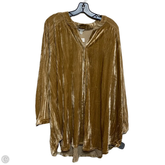 Top Long Sleeve By Cato In Brown, Size: 4x