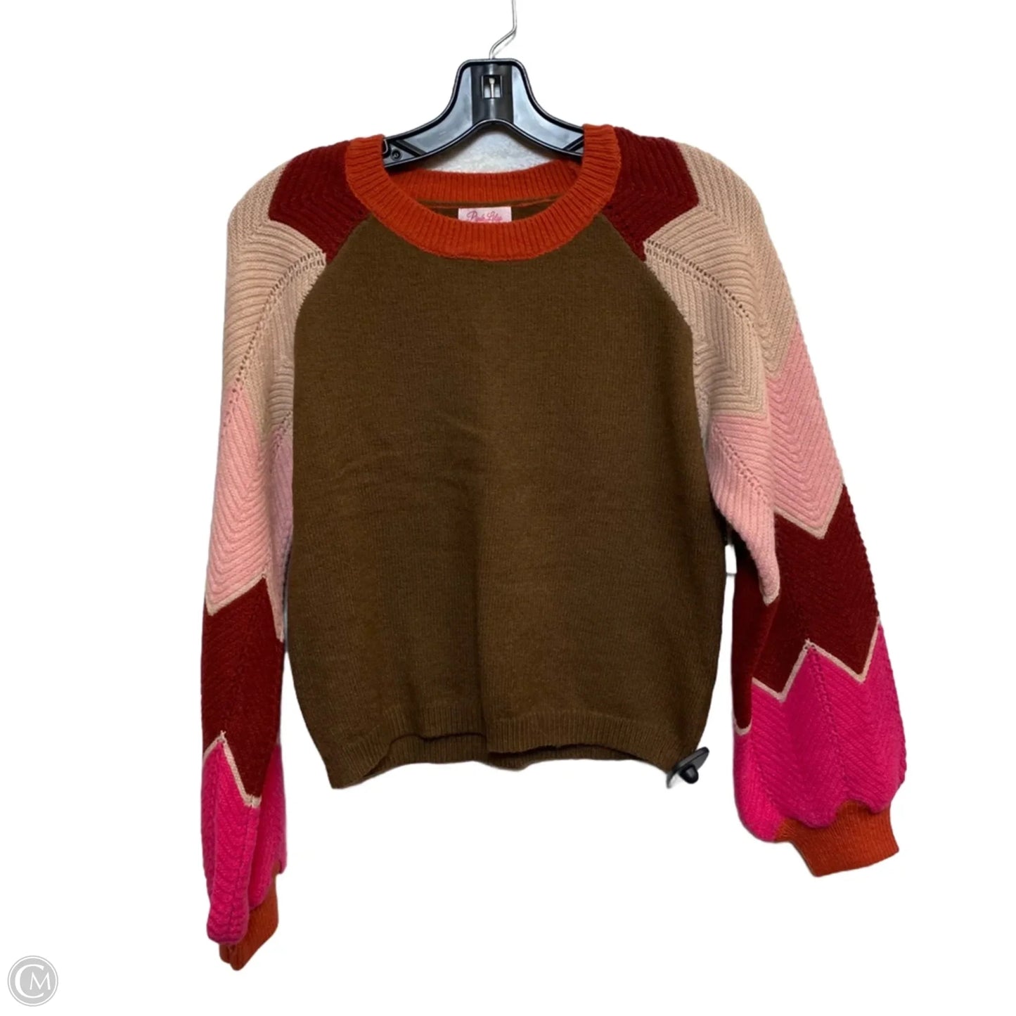 Sweater By Pink Lily In Brown & Pink, Size: M