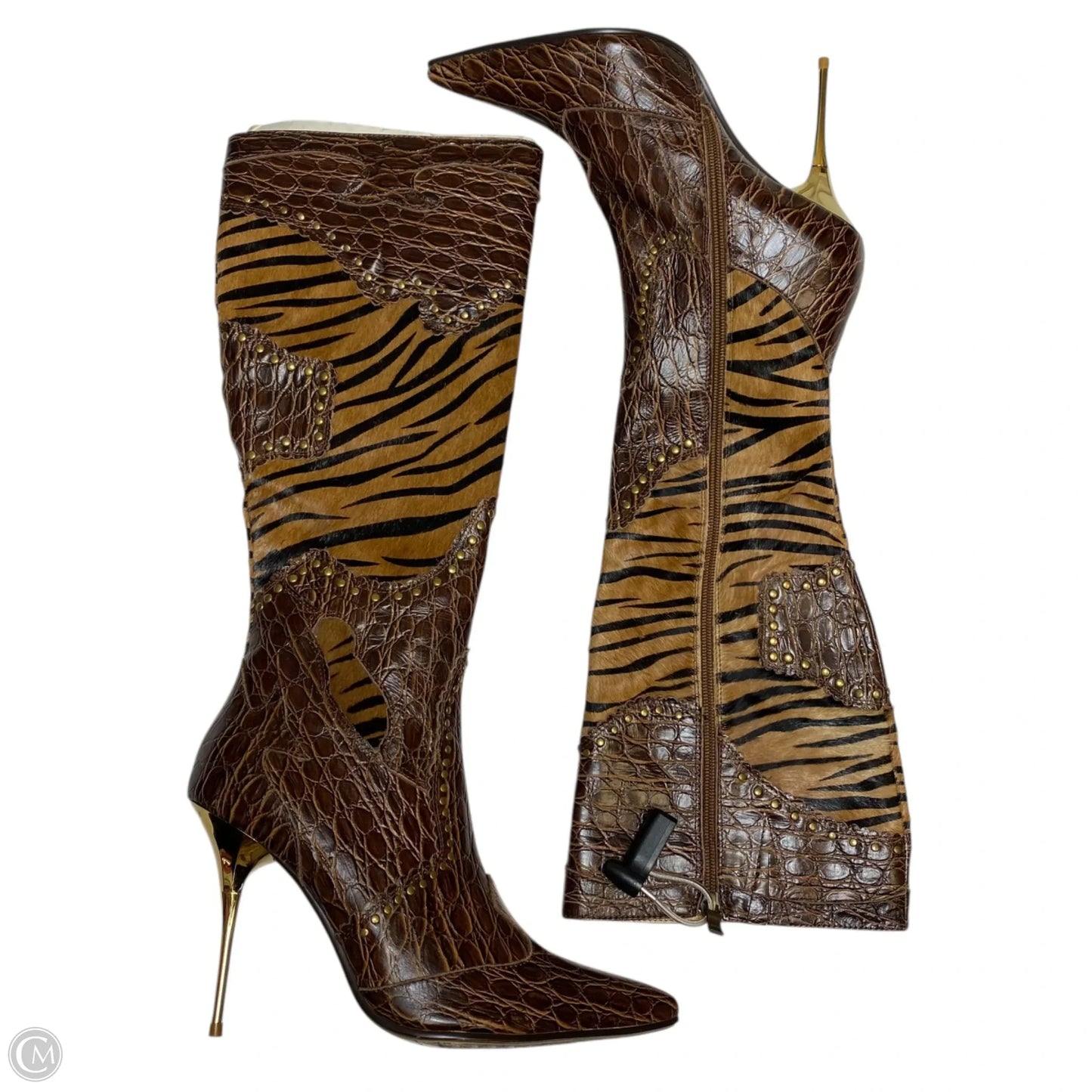 Boots Knee Heels By Wild Pair In Brown, Size: 8