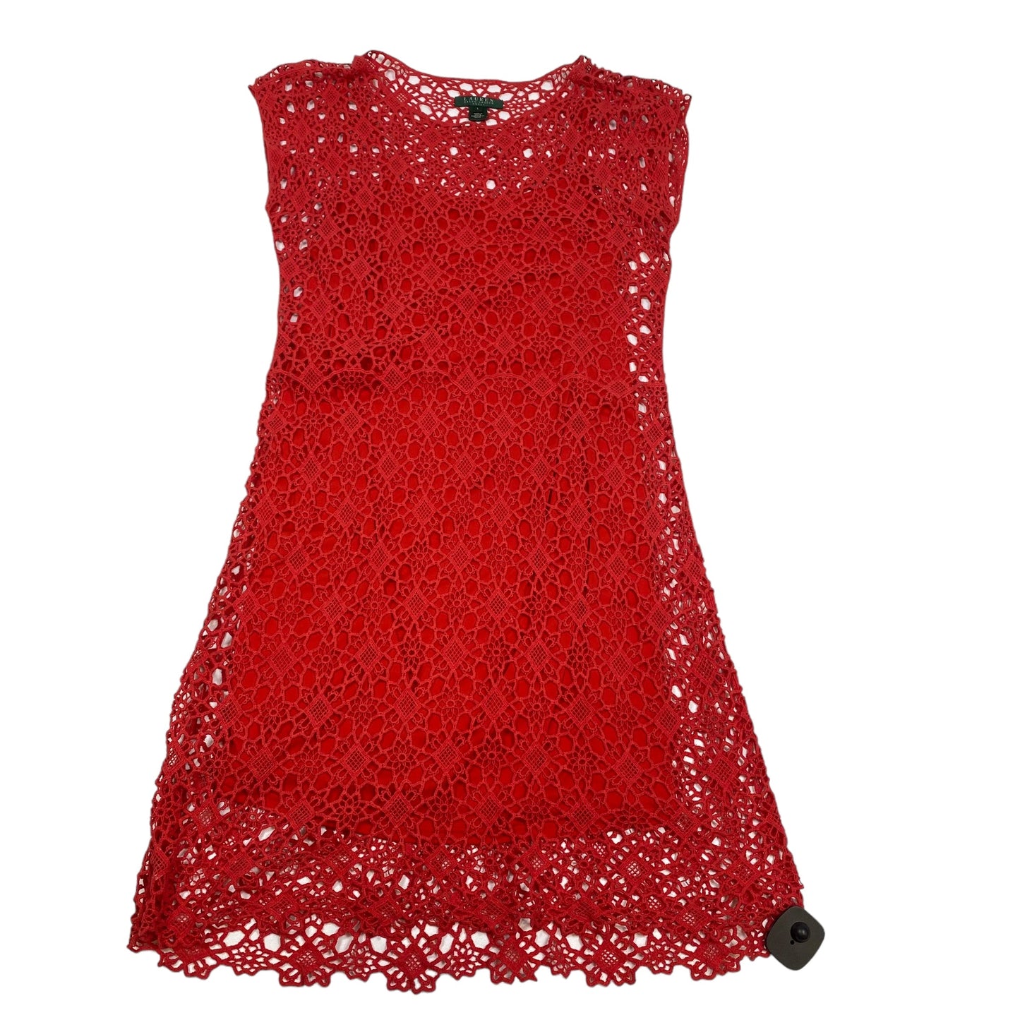 Red Dress Casual Midi Lauren By Ralph Lauren, Size L