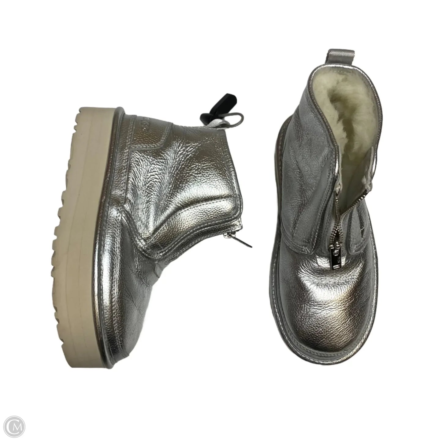 Boots Designer By Ugg In Silver, Size: 5