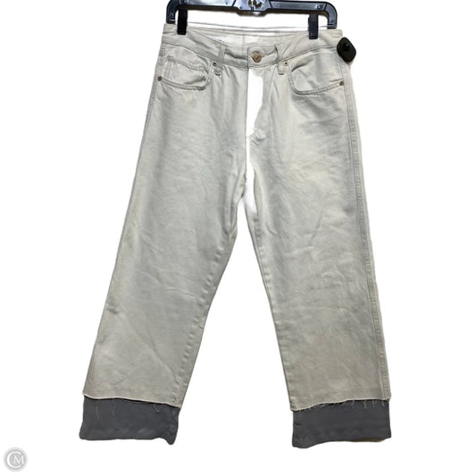 Jeans Wide Leg By Zara In White Denim, Size: 6