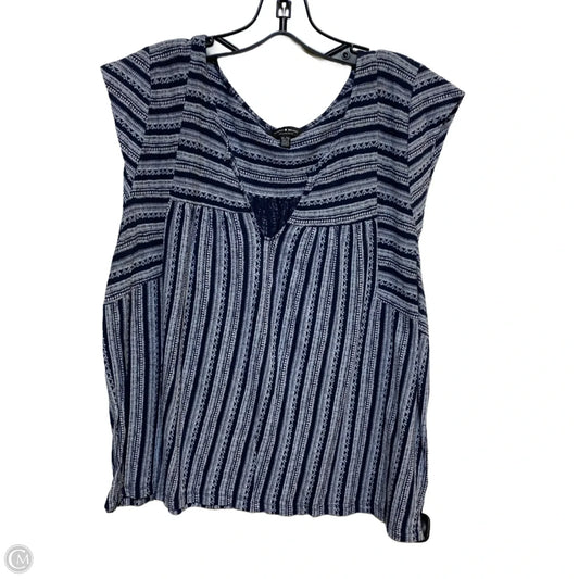 Top Sleeveless By Lucky Brand In Blue & White, Size: Xl