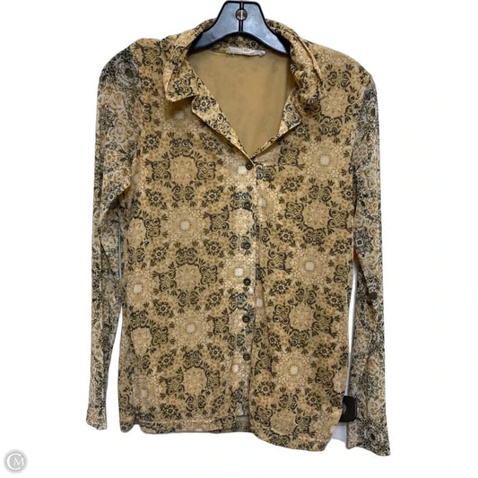 Top Long Sleeve By Jane And Delancey In Brown & Cream, Size: S