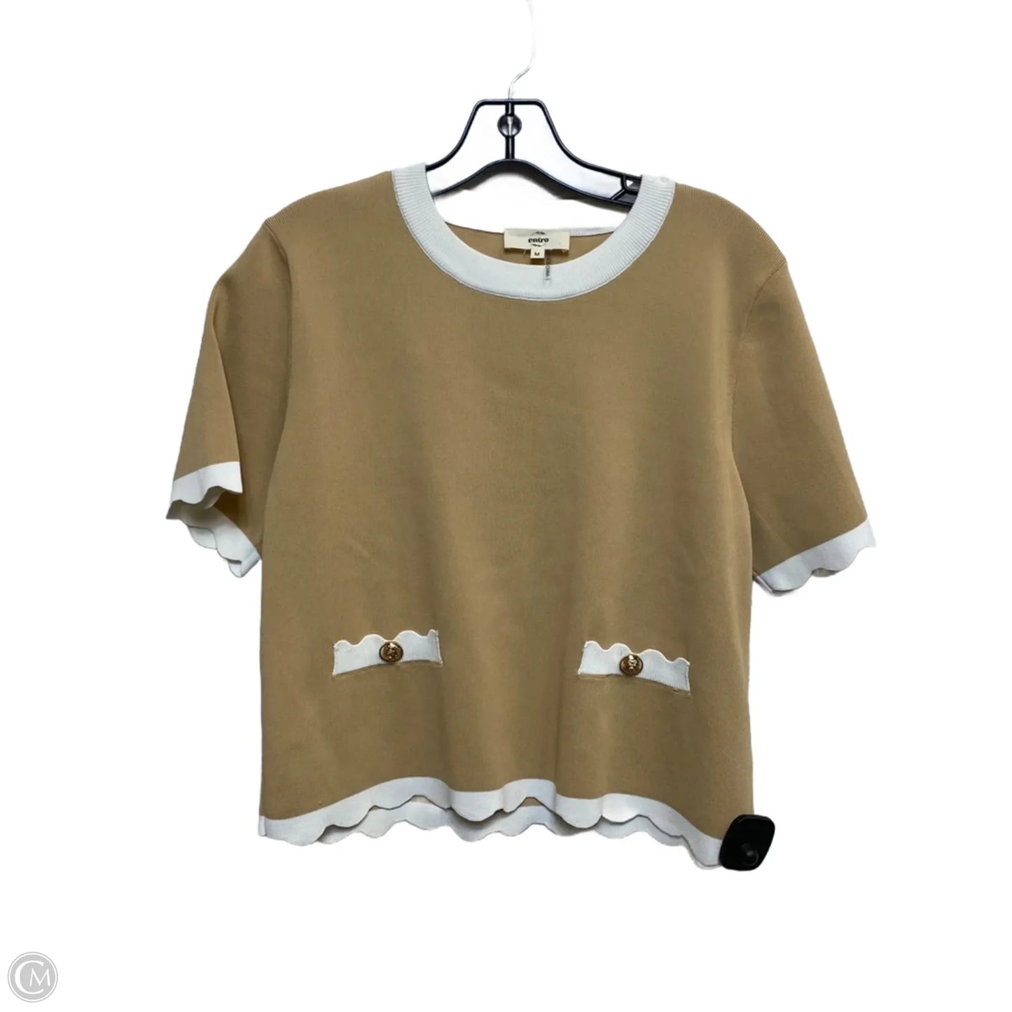 Top Short Sleeve By Entro In Brown & White, Size: M