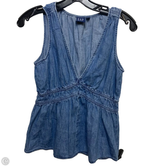 Top Sleeveless By Gap In Blue Denim, Size: Xs