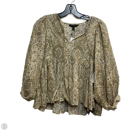 Top Long Sleeve By Banana Republic In Green & Tan, Size: Xsp