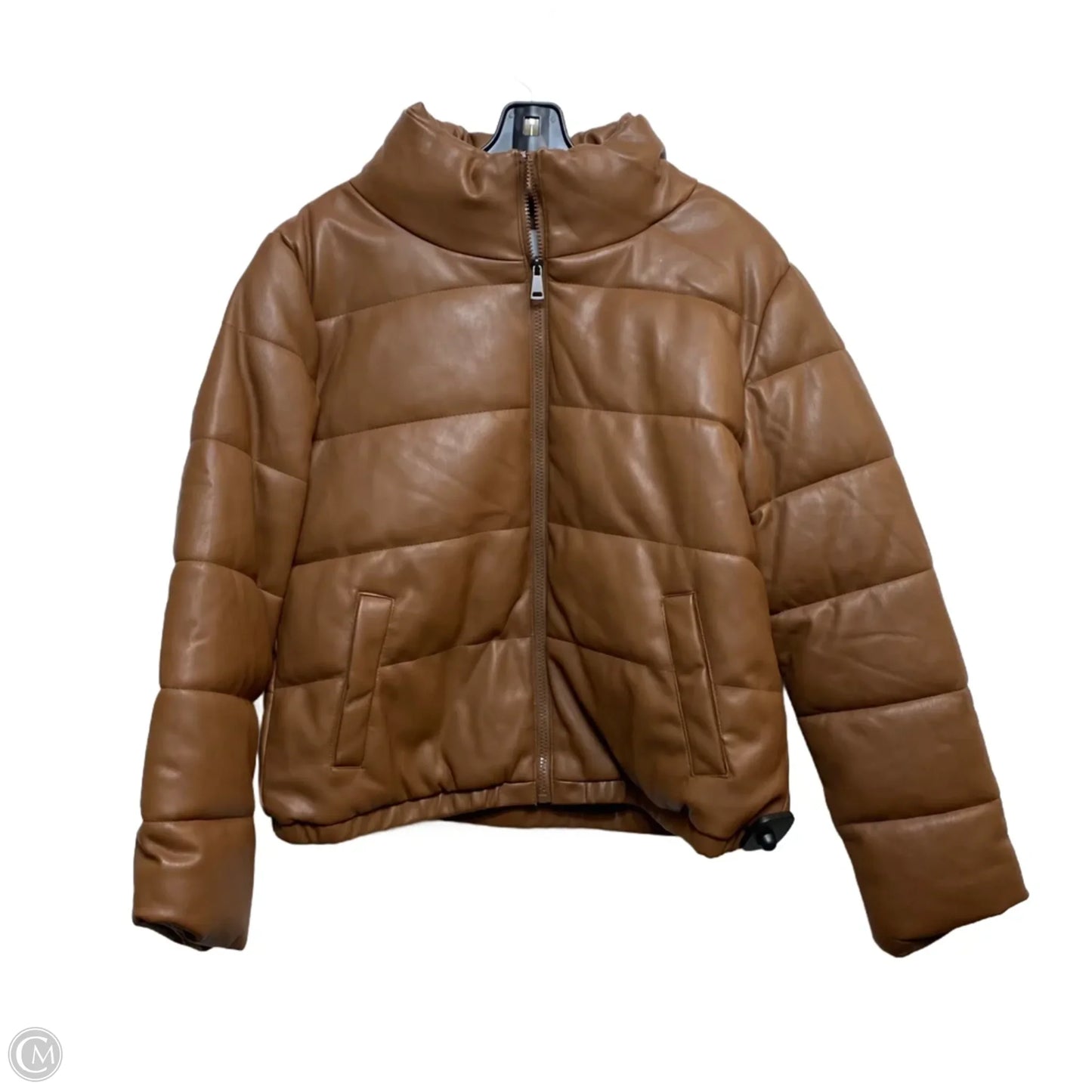 Jacket Puffer & Quilted By Sebby In Brown, Size: L