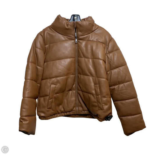 Jacket Puffer & Quilted By Sebby In Brown, Size: L