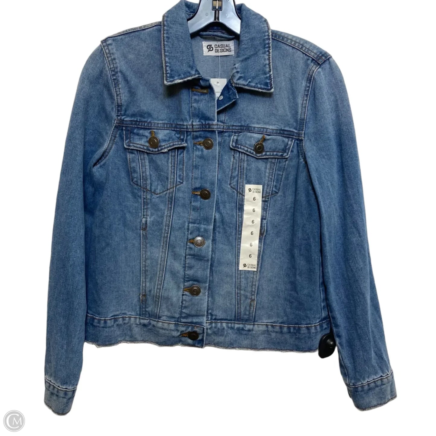 Jacket Denim By Casual Designs In Blue Denim, Size: S