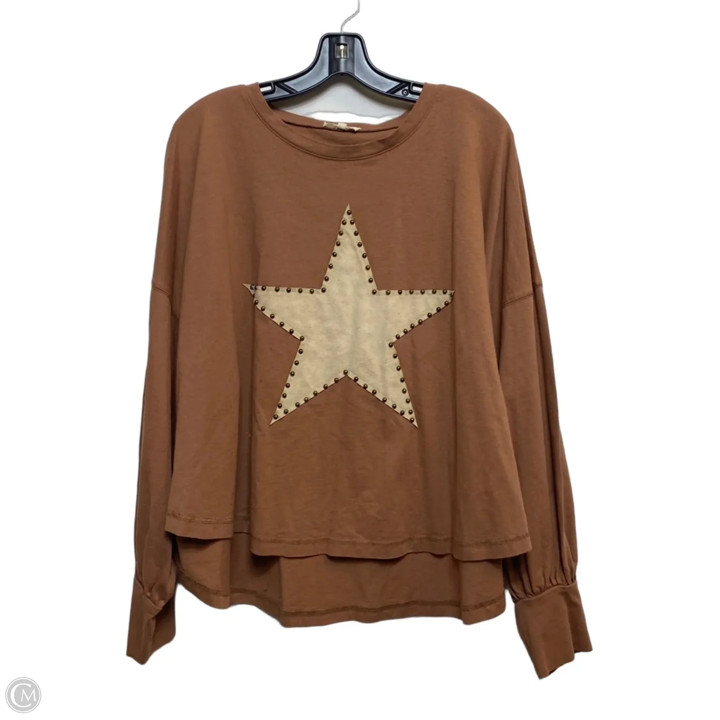 Top Long Sleeve By Easel In Brown, Size: 1x