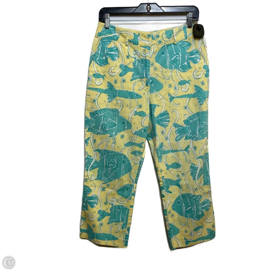 Pants Designer By Lilly Pulitzer In Green & Yellow, Size: 10