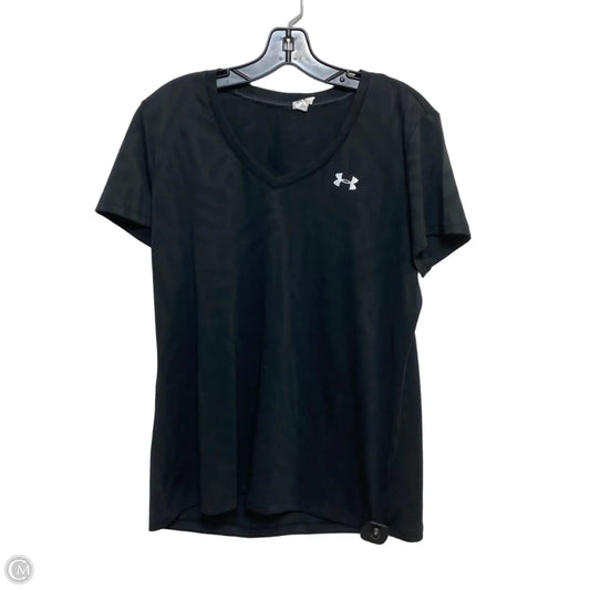 Athletic Top Short Sleeve By Under Armour In Black, Size: L
