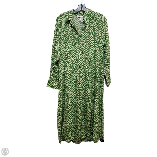 Dress Casual Midi By H&m In Cream & Green, Size: M