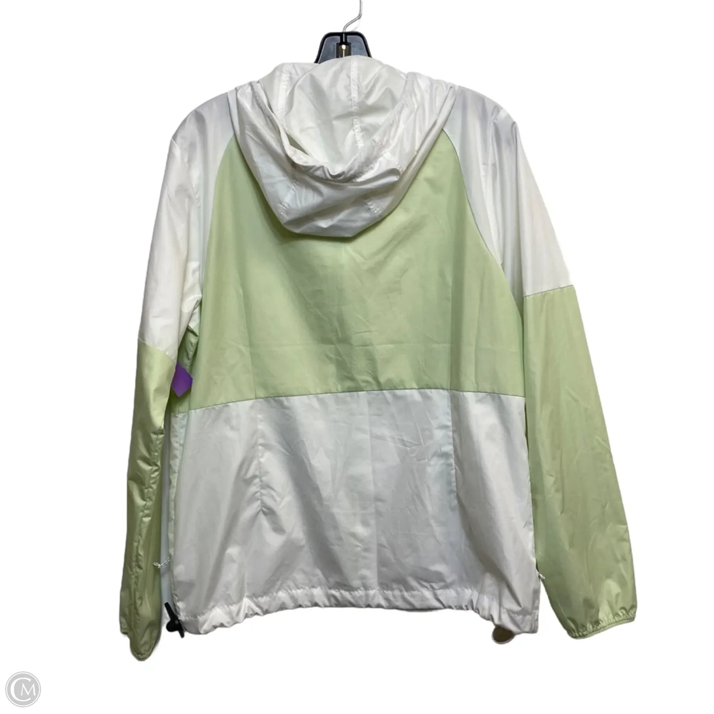 Jacket Windbreaker By Columbia In Green & White, Size: L