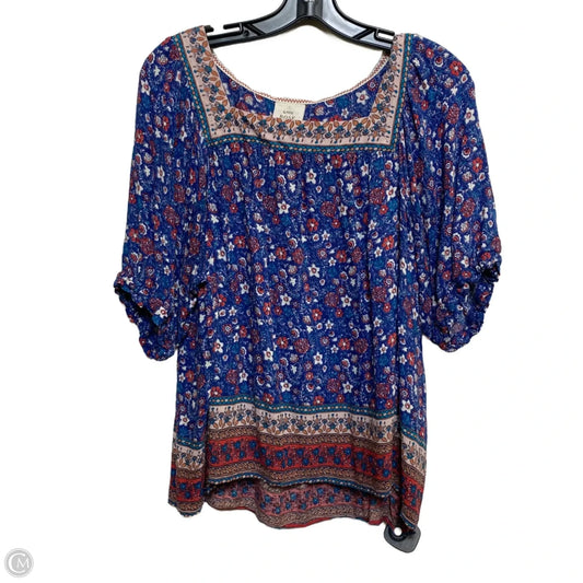 Top Short Sleeve By Knox Rose In Blue & Red, Size: Xl