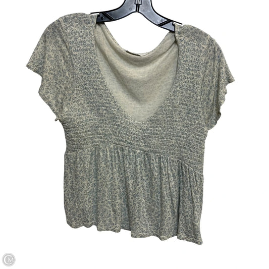 Top Short Sleeve By Lucky Brand In Cream & Green, Size: S