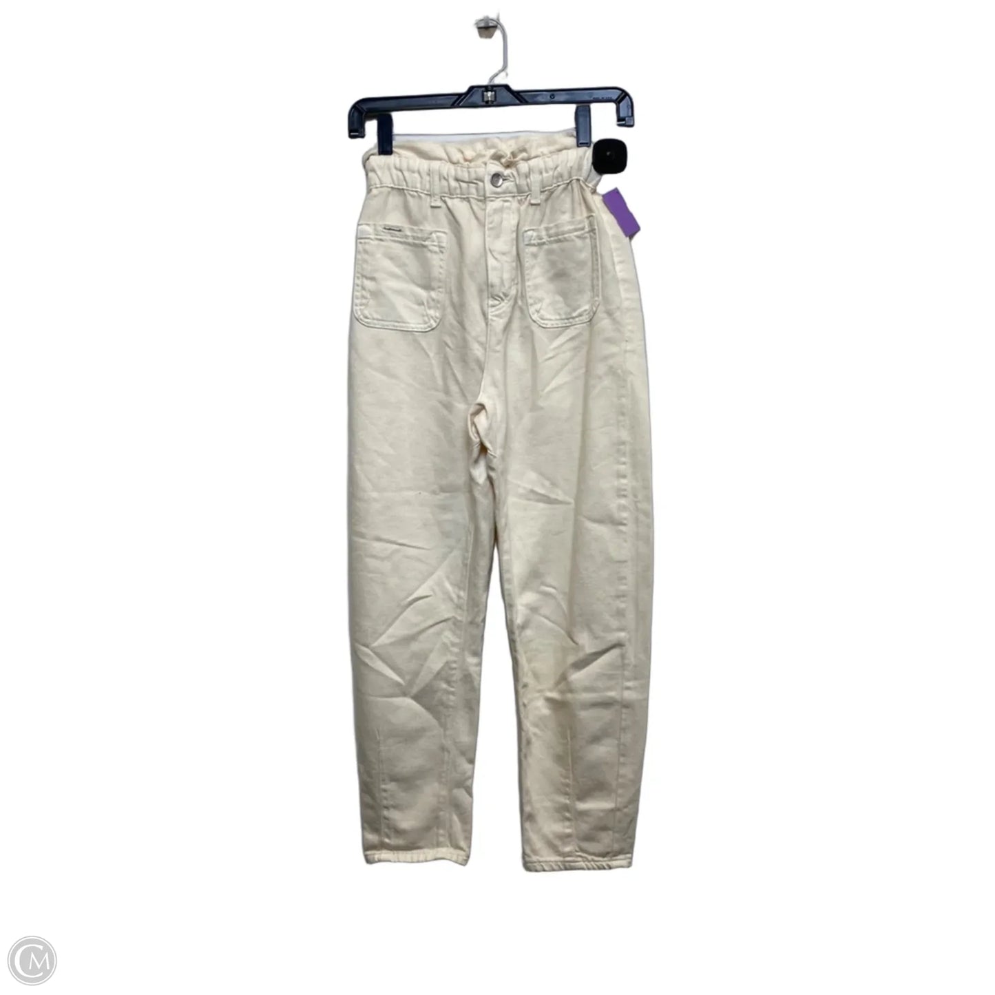 Jeans Straight By Zara In Cream Denim, Size: 2
